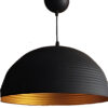 Suspension coupole noire et doré sans ampoule