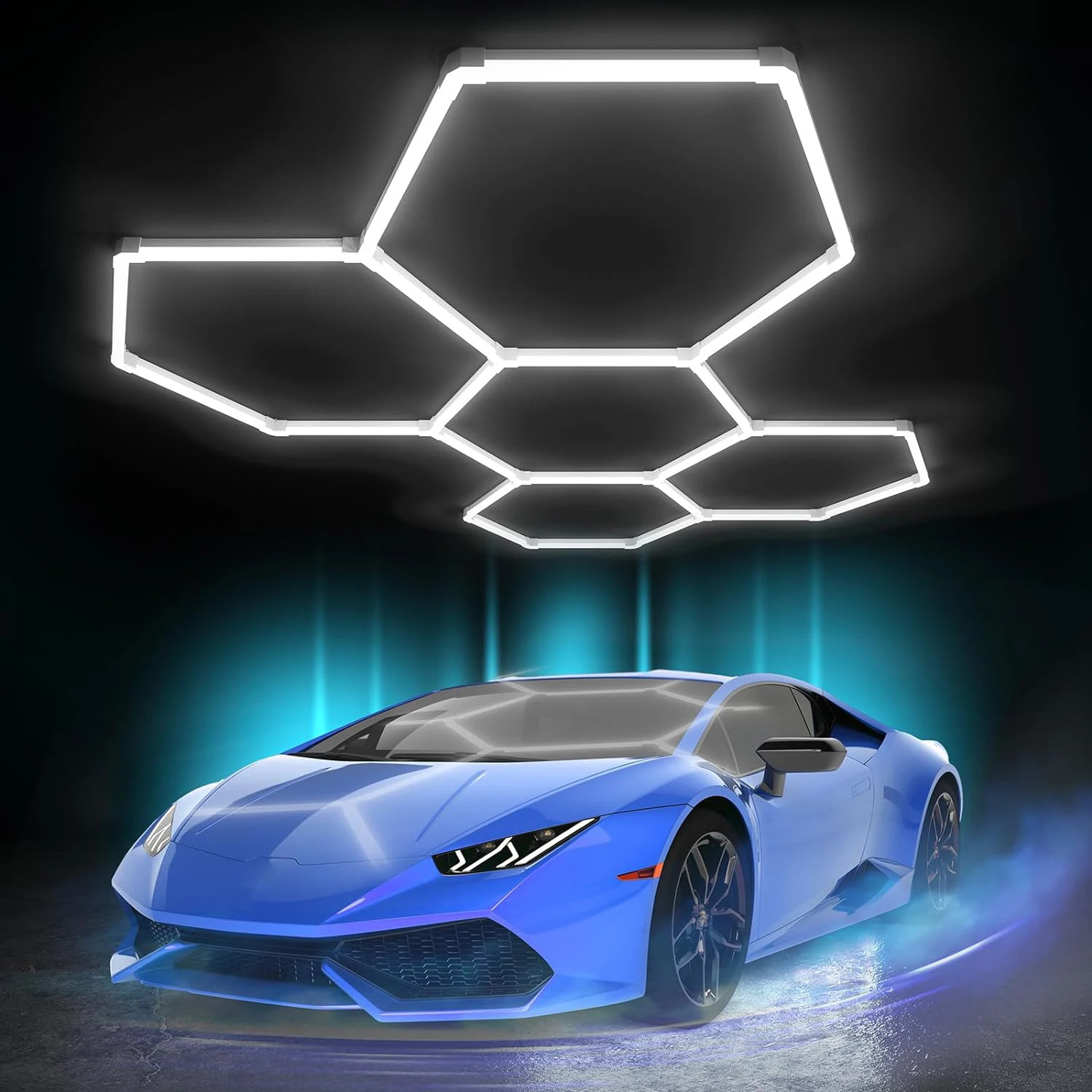 Plafonnier LED hexagonal pour garage, éclairage de plafond LED super lumineux - 6500K blanc froid