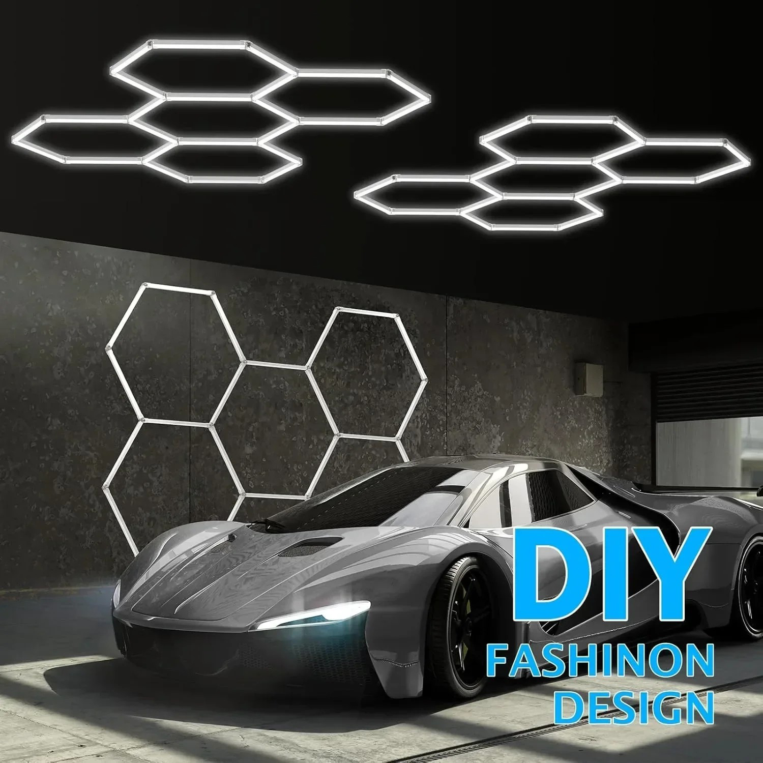 KIT 5 m2- Plafonnier LED hexagonal pour garage
