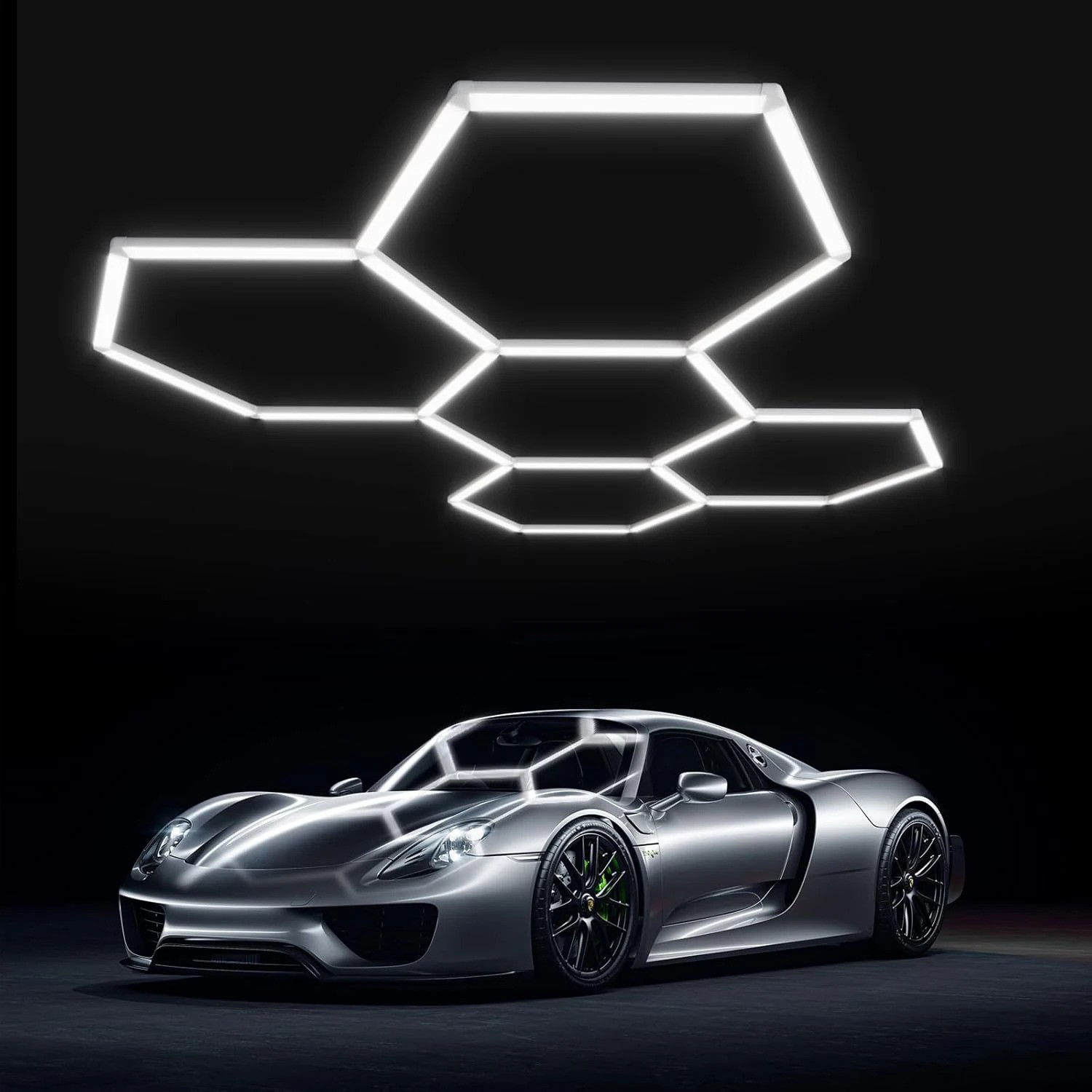 Plafonnier LED hexagonal pour garage, éclairage de plafond LED super lumineux - 6500K blanc froid