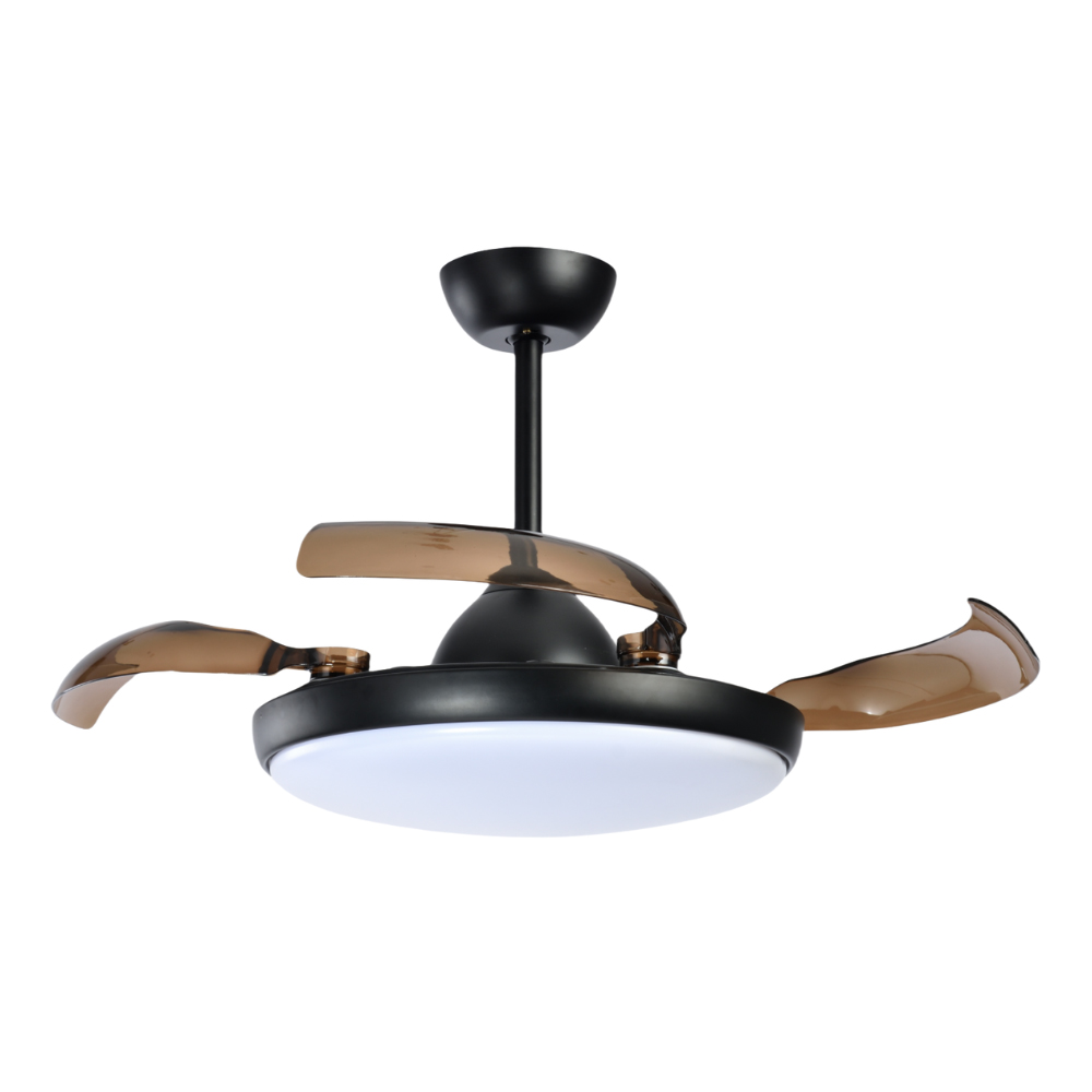 Ventilateur de plafond ultra-silencieux – Lames rétractables, LED intégrée, télécommande – Design invisible pour intérieur