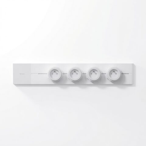 GONEO Multiprise Murale en Saillie, Rail de 50 cm avec 4 Adaptateurs Amovibles, 3680W 16A Max - blanc