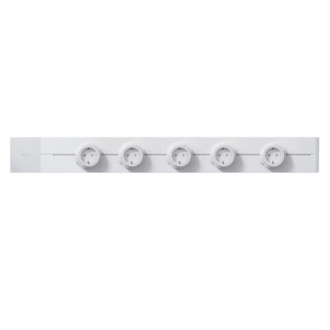 GONEO Multiprise Murale en Saillie, Rail de 75 cm avec 5 Adaptateurs Amovibles, 3680W 16A Max - blanc