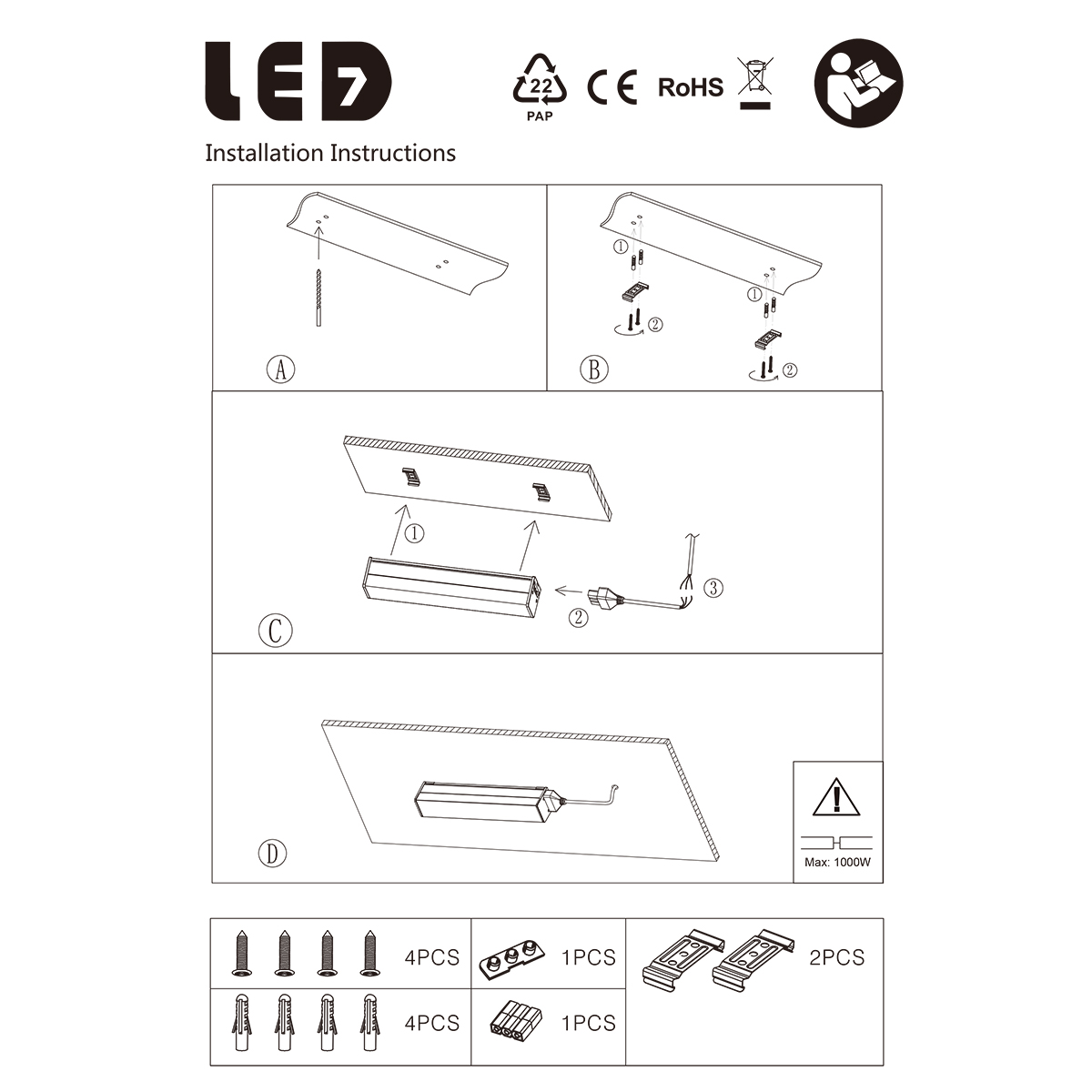 Barre Linéaire LED 4000k, Connecteur rotatif à 180° intégré – Image 4