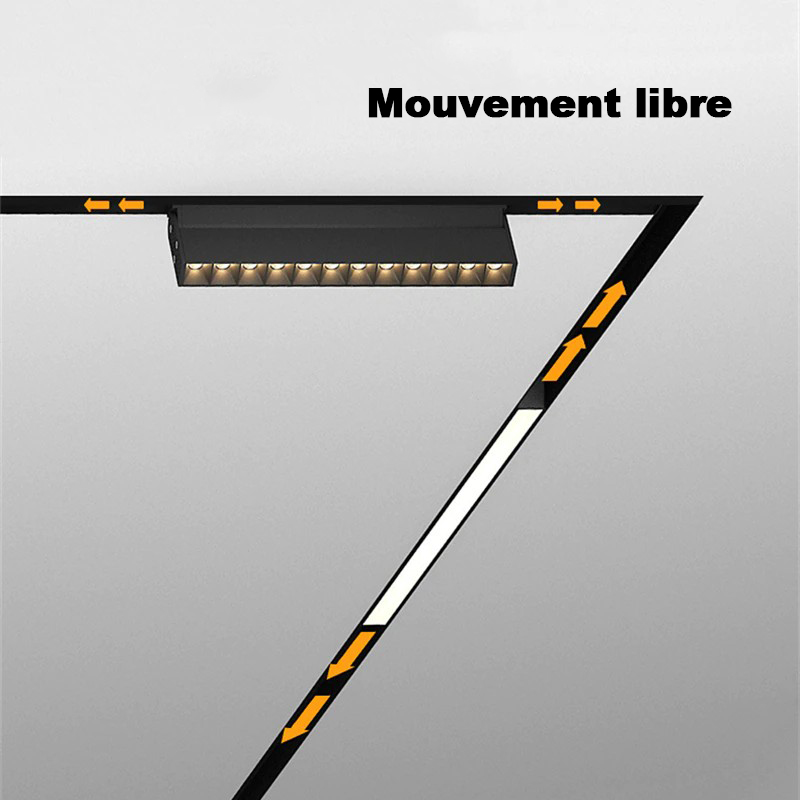 Rail Magnétique Encastré DC 48V 1m Noir + Bouchons – Image 2