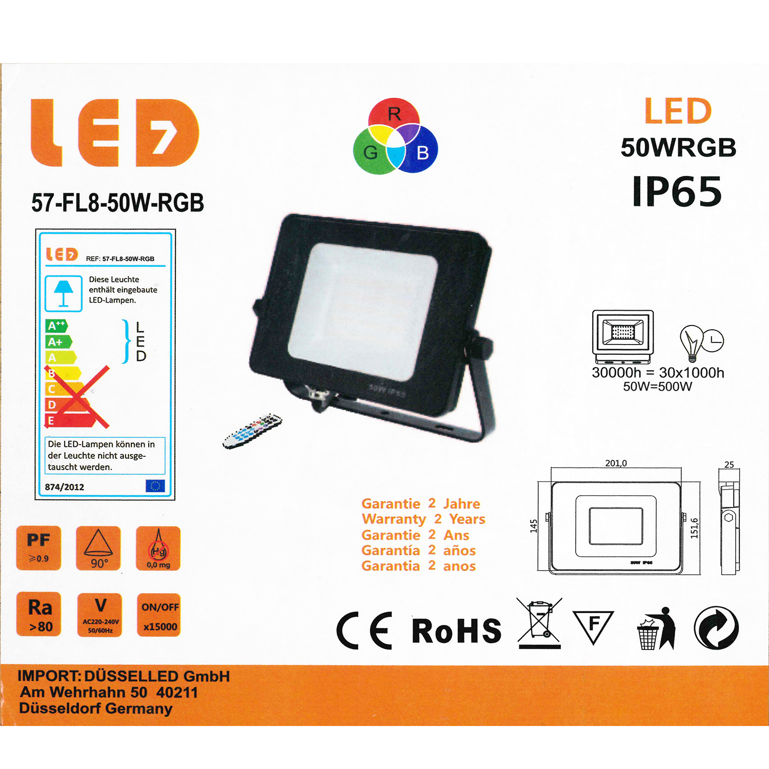 Projecteur RGB avec puce OSRAM 50W IP65 – Image 4