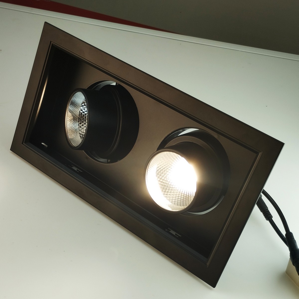 Projecteur double encastrable LED 2*12W / 2*18W 4000K - NOIR – Image 4