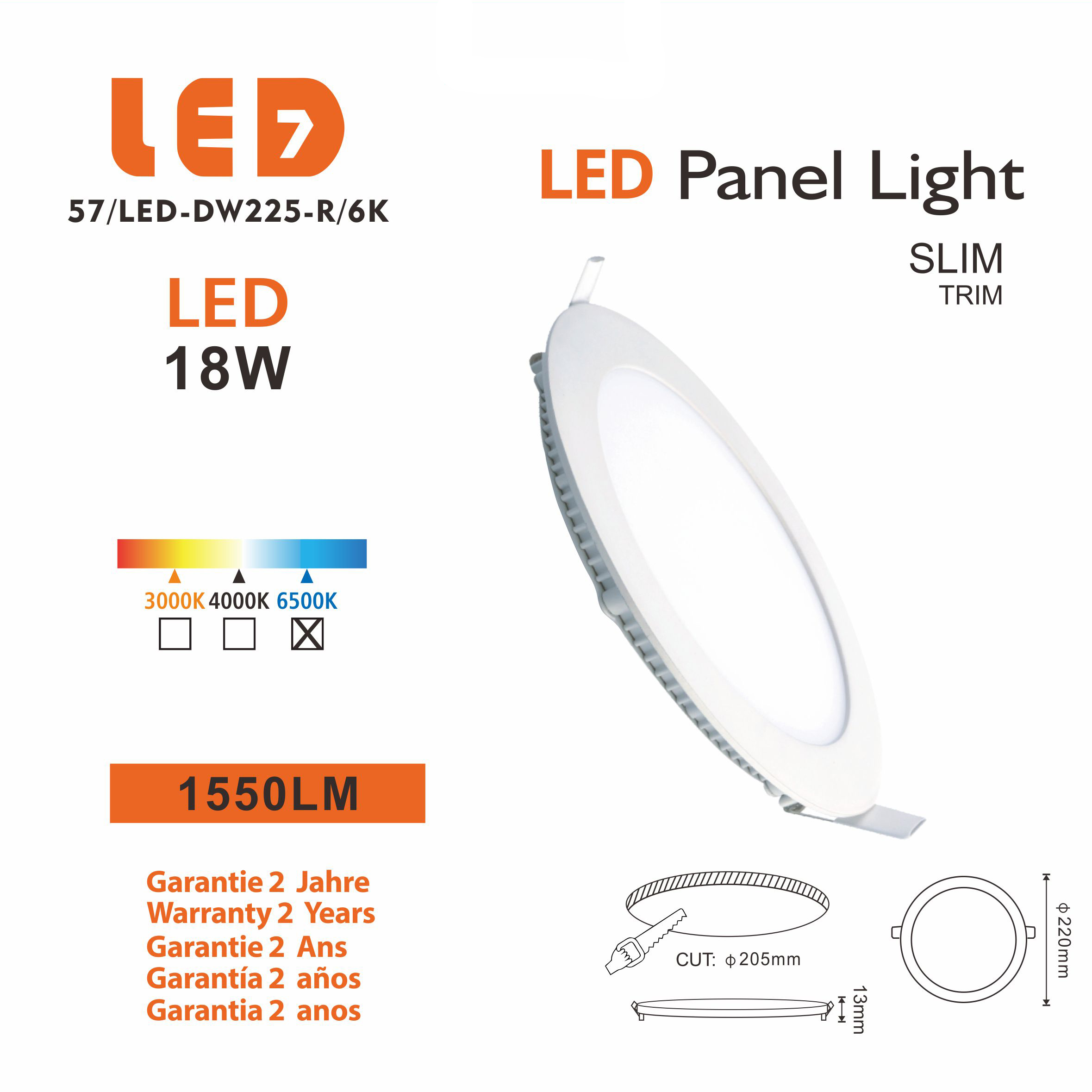 Digilamp Downlight LED rond encastrable Extra Plat 18W – Image 4