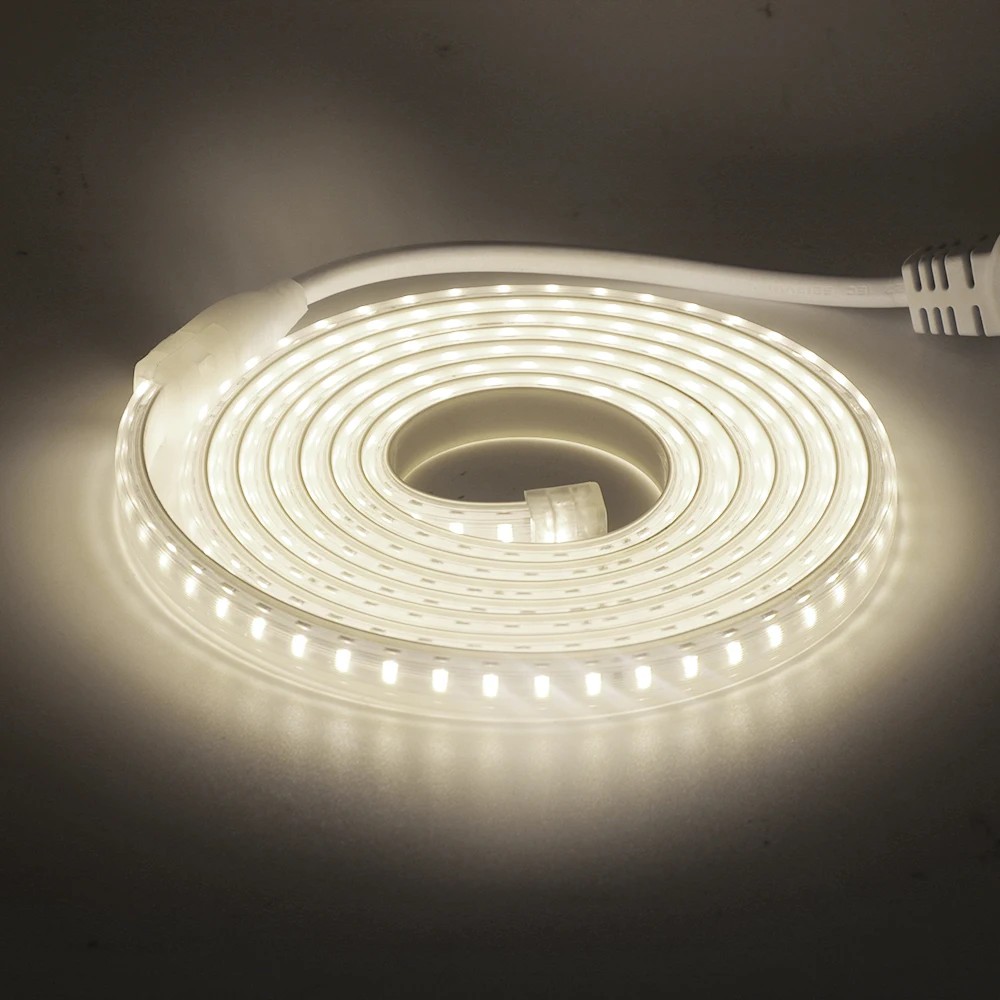 Kit de 50m RUBAN LED Étanche 230V，2835-120 LEDs/m recoupable silicone Blanc Neutre 4000K