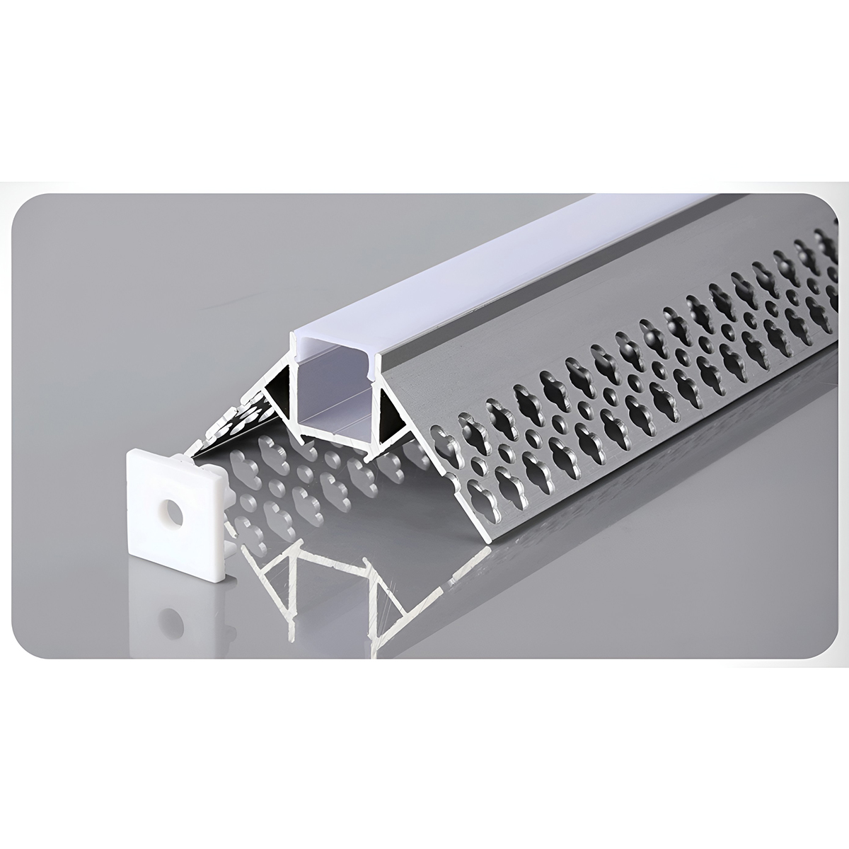 Profilé Aluminium COIN encastré 2m, couverture plâtre pour Ruban LED