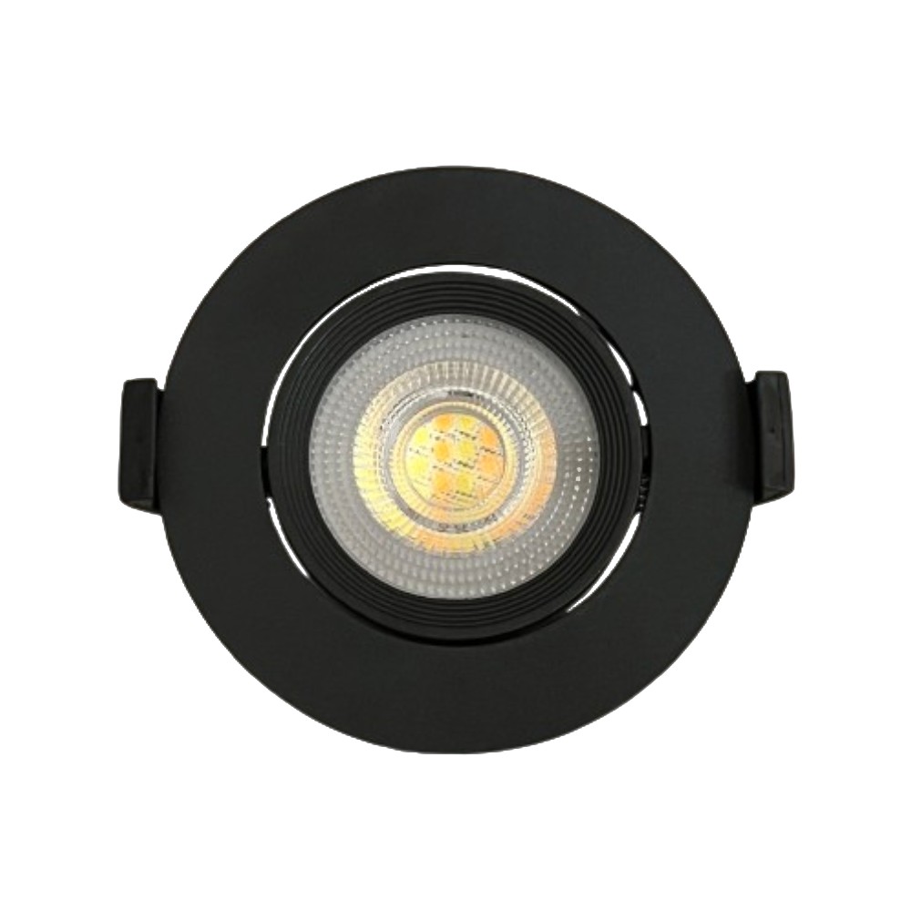 Spot LED Downlight CCT Rond Orientable 7W Noir Coupe Ø 70mm