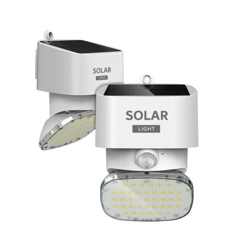 Lampe murale LED solaire exterieur 2000LM, Applique étanche avec capteur de mouvement PIR, lumière d'énergie 20 watts solaire de jardin