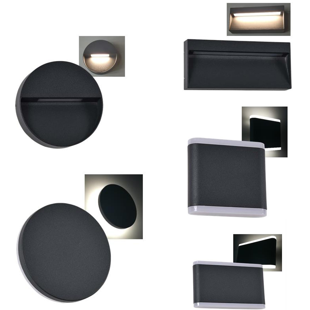 Applique murale extérieur LED Rond/Carré 3W/6W/7W/12W 4K Noir ou Noir/blanc