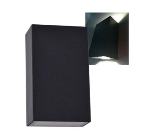 Applique spot murale extérieur 2 ampoules LED 6W 4K Noir