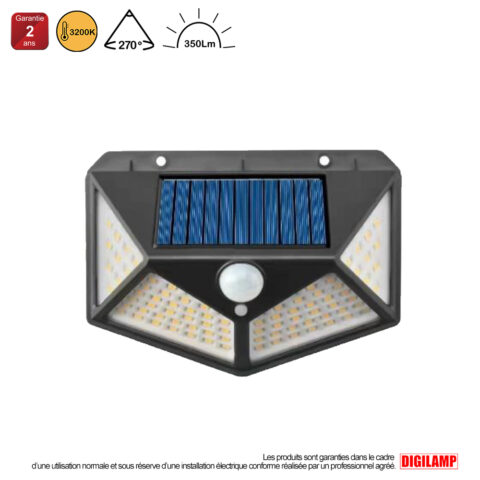 Applique Solaire Avec Détecteur De Mouvement Ip65 350lm 3000k