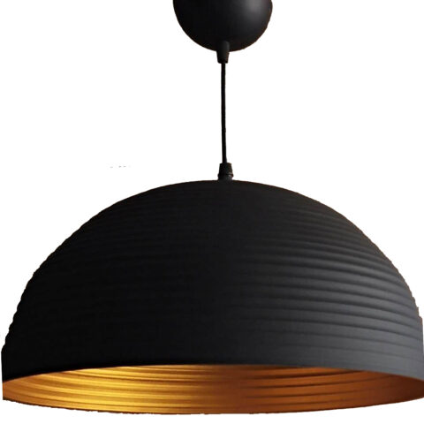 Suspension coupole noire et doré sans ampoule