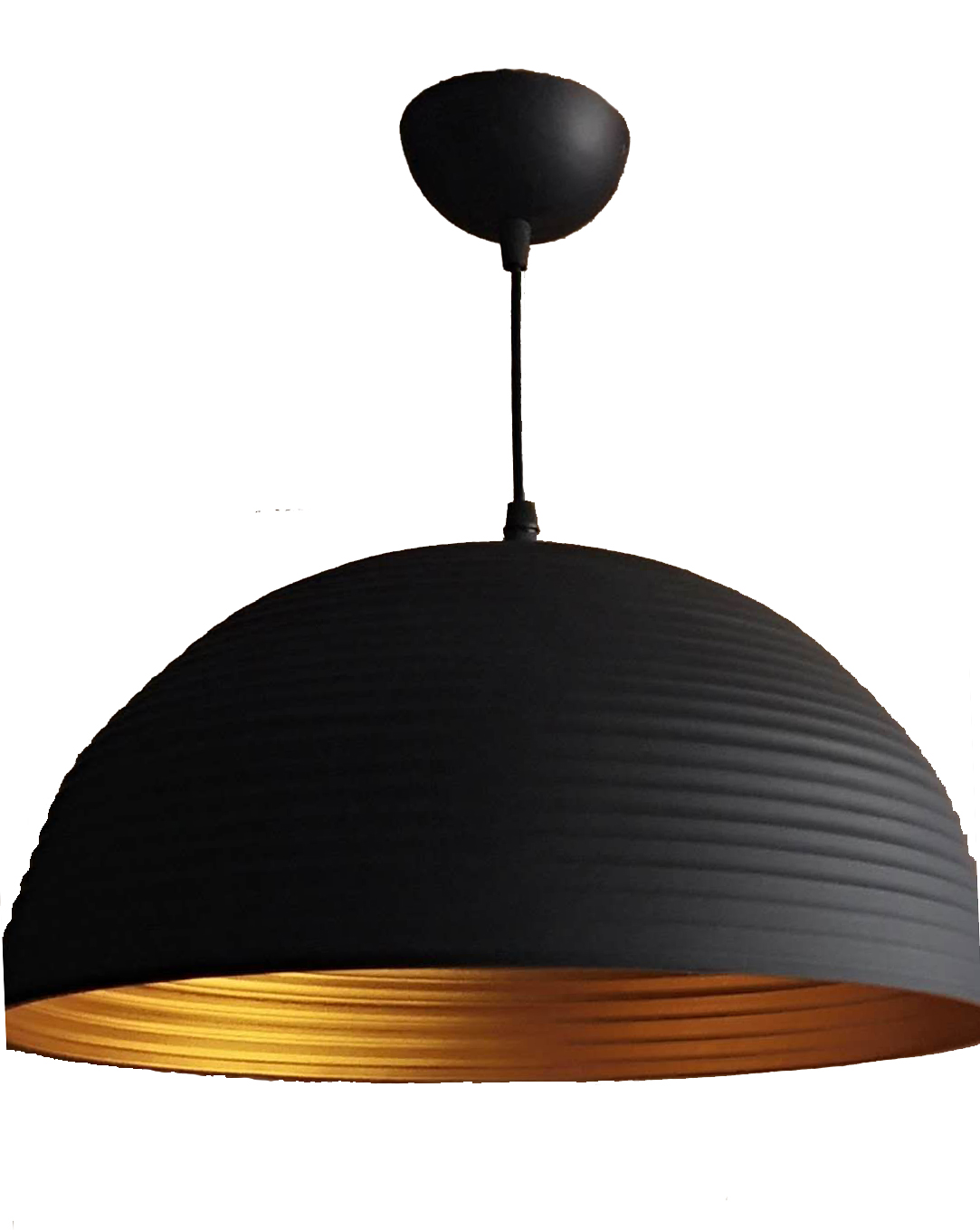 Suspension coupole noire et doré sans ampoule