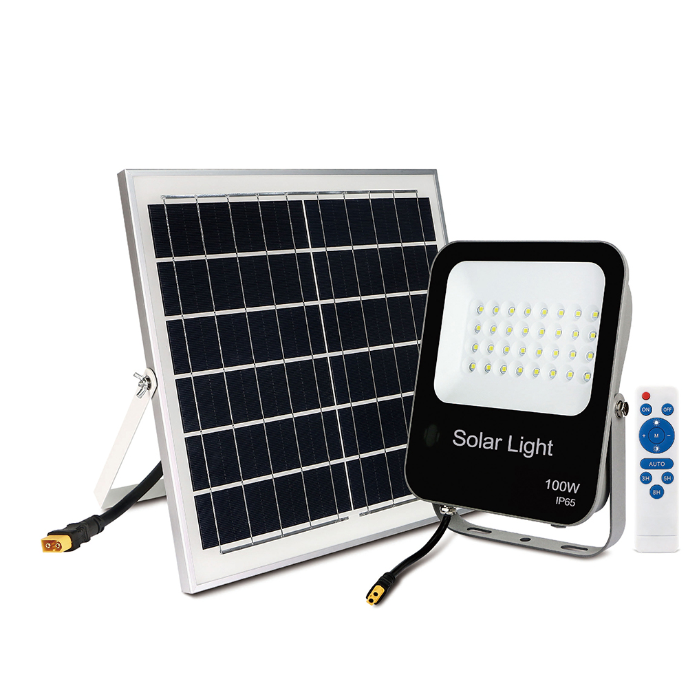 Projecteur étanche Solaire 100W, 6000K Blanc froid