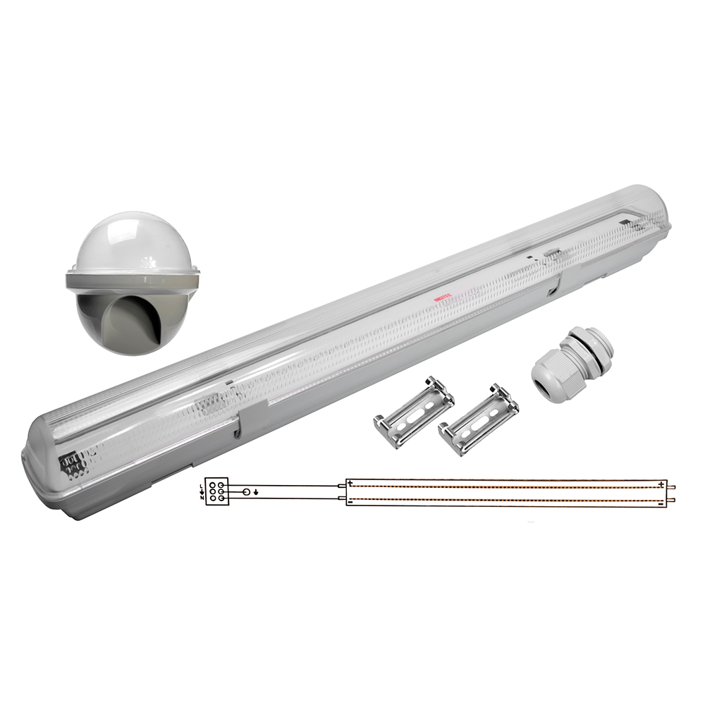 Park étanche IP65 complet avec un tube 1xT8 1 côté