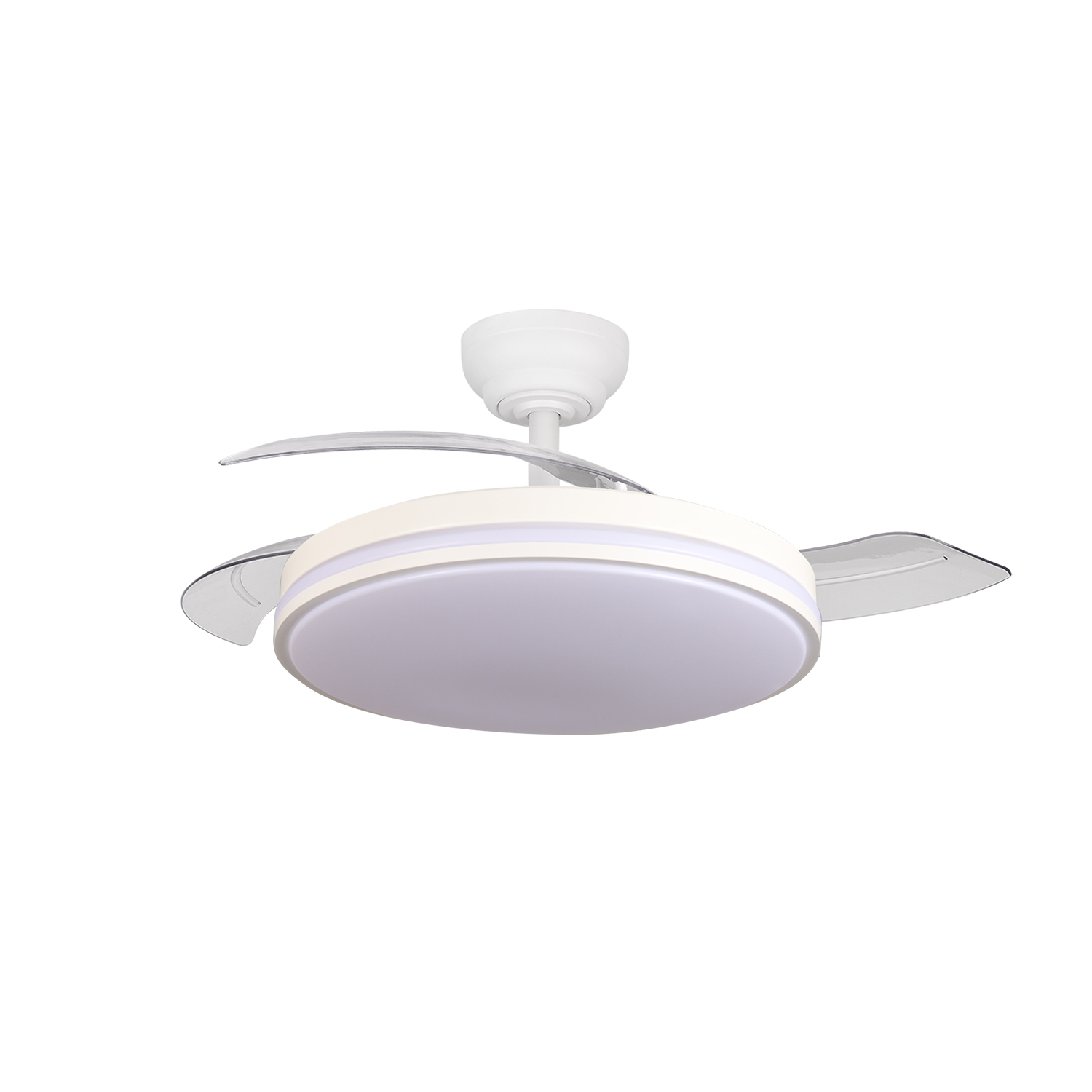 Ventilateur de plafond LED 106 cm avec télécommande – Silencieux, rétractable, 6 vitesses et 3 couleurs de lumière