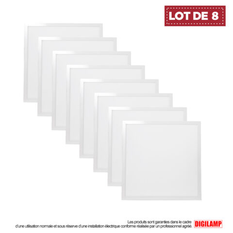 Lot de 8 - Panneau LED 60x60 40W Blanc froid 6000K encastrable Haute Luminosité