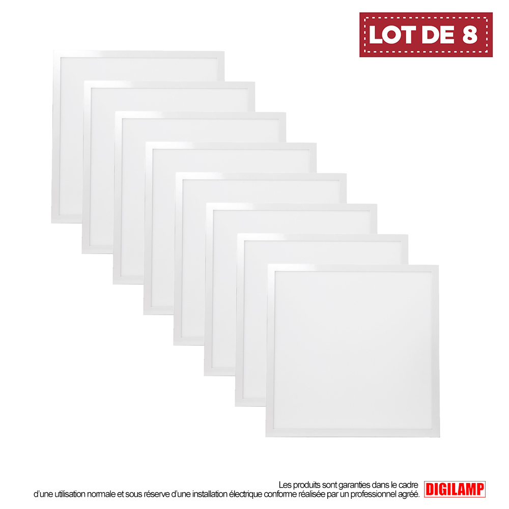 Lot de 8 - Panneau LED 60x60 40W Blanc froid 6000K encastrable Haute Luminosité