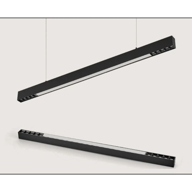 Ligne Lumineuse LED Suspendue 120cm 40W 3200lm, modèle : ligne + spots
