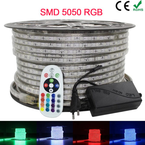 Ruban LED RGB 230V recoupable SMD5050 IP67 14.4W/M 60LEDs/m