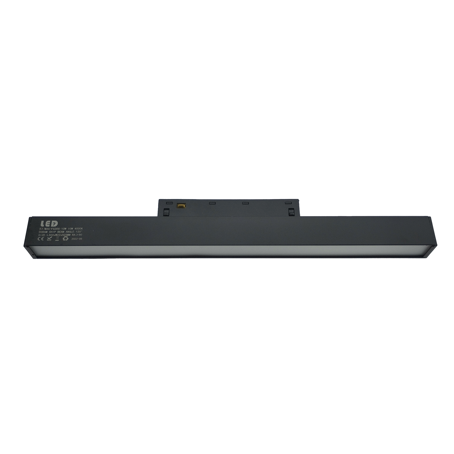 Projecteur LED linéaire 10W 900Lm 4000K DC 48V rail magné NOIR 300mm