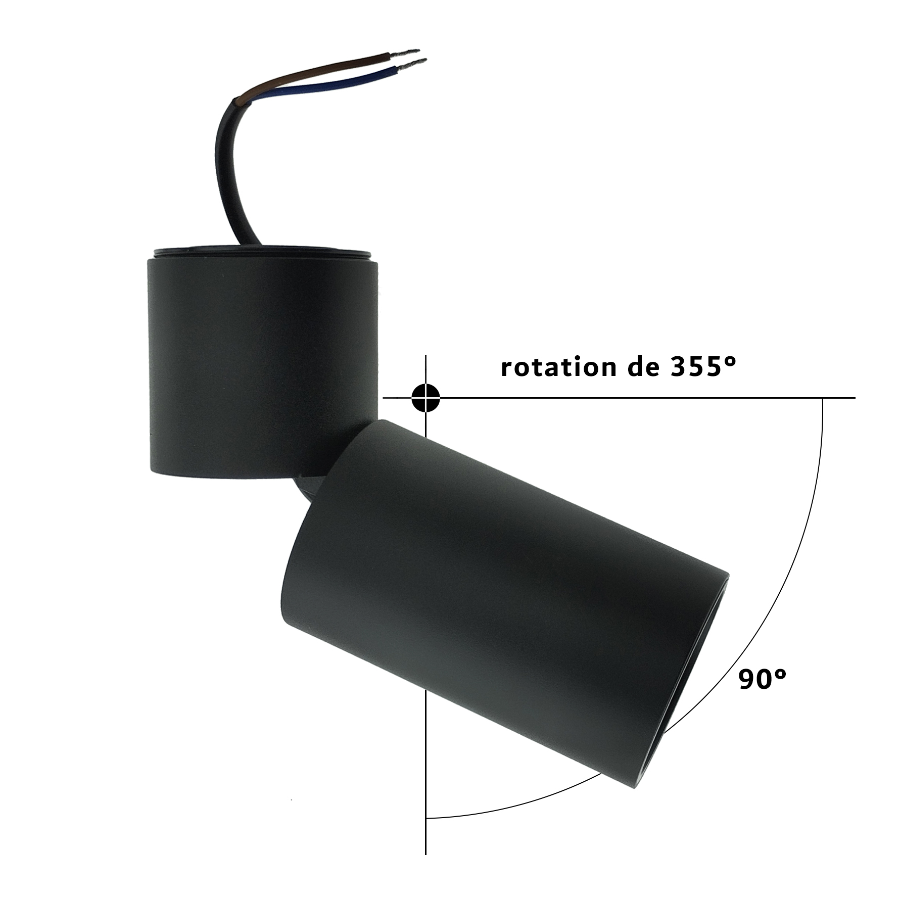 Spot LED Plafonnier 12W CRI>90 Vertical Horizontal Rotation, ø60mm 3000K Blanc Chaud