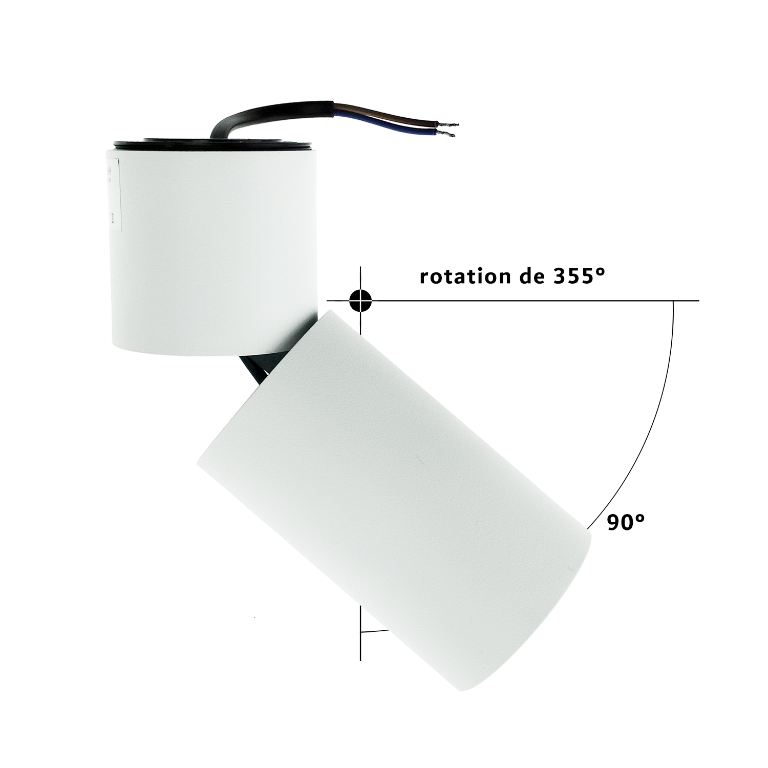 Spot LED Plafonnier 12W CRI>90 Vertical Horizontal Rotation, ø60mm 4000K Blanc neutre