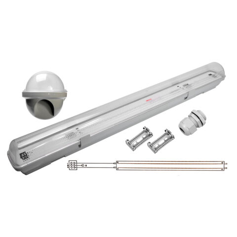 LOT DE 12 - Park étanche 1200mm IP65 à équiper pour 1xTube plastique et allumage 1 côté
