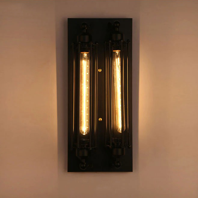 Applique murale E27 Vintage Flûte Edison LED 110 V-240 V, avec deux tubes LED