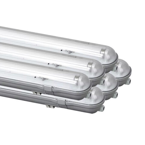Lot 6 x Kit de Réglette étanche IP65 120cm + tubes LED 18W 1800lm 6500K - garantie 2 ans